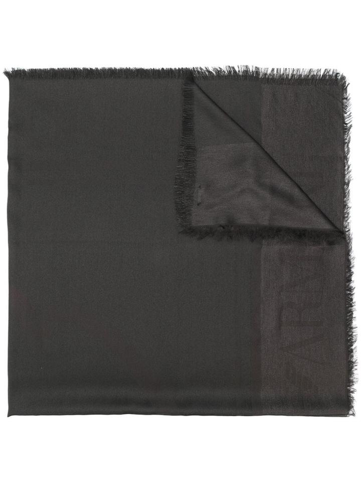 Emporio Armani Oversized Logo Scarf - Black