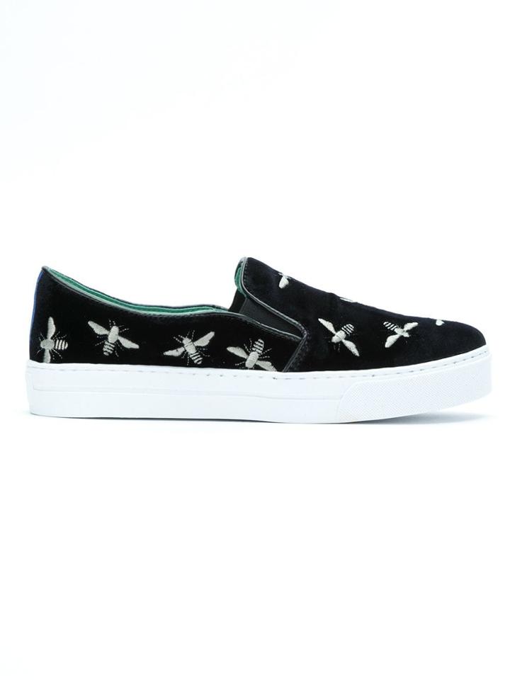 Blue Bird Shoes Velvet Slip On Sneakers - Black