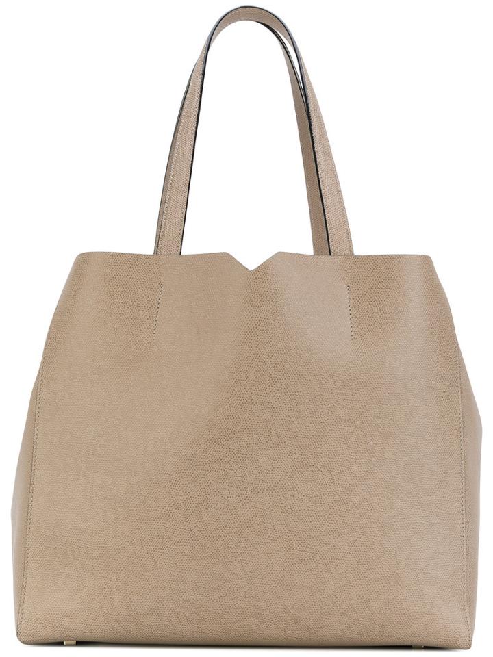 Valextra - Cut-out V Detail Tote - Women - Calf Leather - One Size, Nude/neutrals, Calf Leather