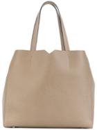 Valextra - Cut-out V Detail Tote - Women - Calf Leather - One Size, Nude/neutrals, Calf Leather