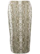 Diane Von Furstenberg Snakeskin Print Pencil Skirt - Green