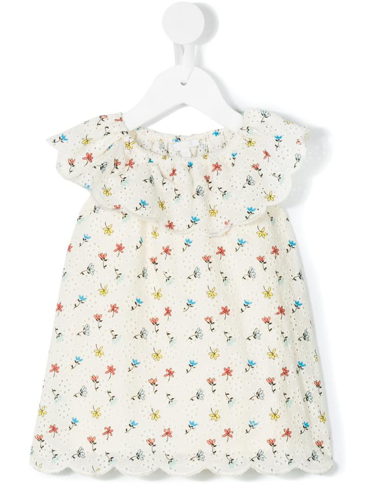 Chloé Kids Flower Print Dress, Infant Girl's, Size: 6 Mth, Nude/neutrals
