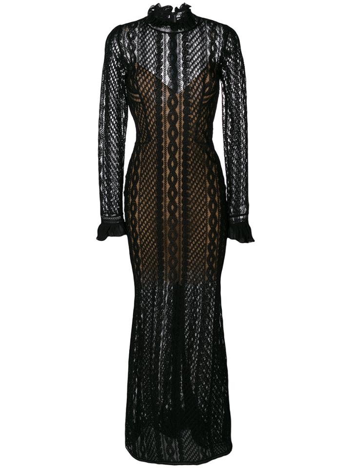 Ermanno Scervino Sheer Fitted Maxi Dress - Black