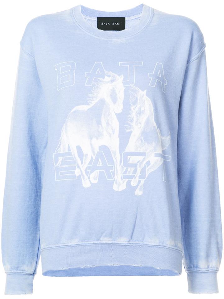 Baja East Horse Print Distressed Sweatshirt - Pink & Purple