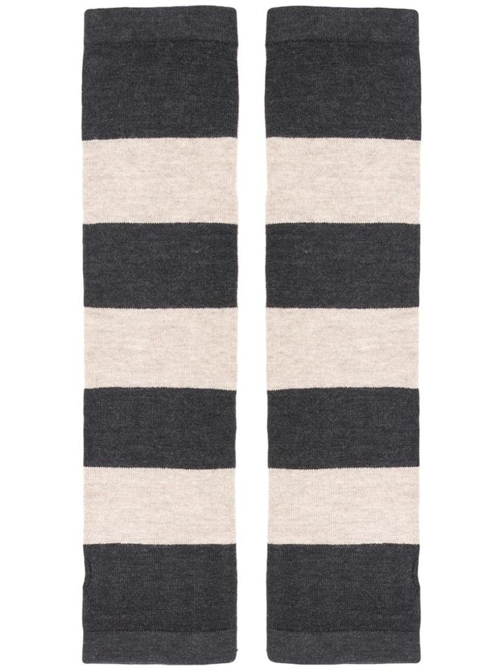 6397 Striped Finger-less Gloves - Grey