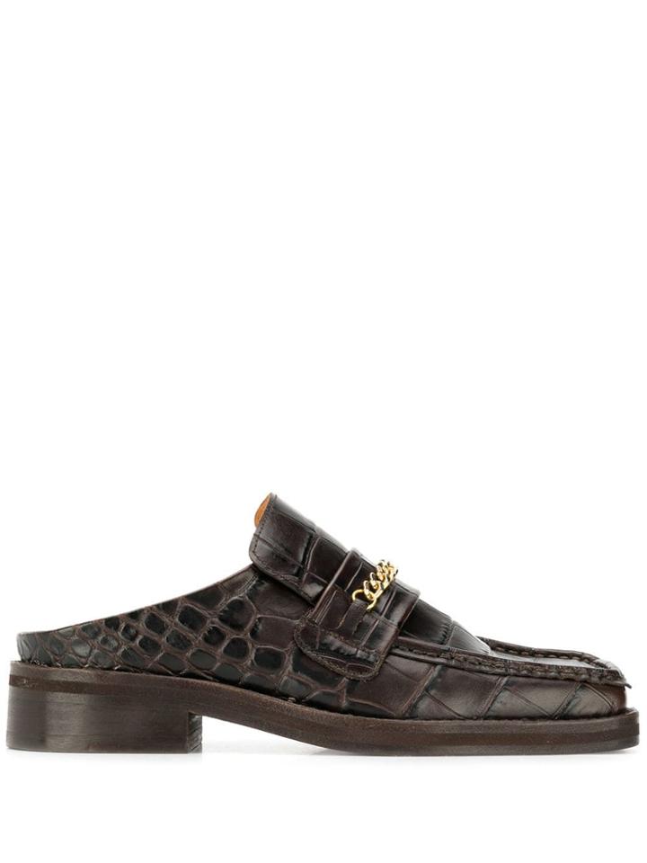 Martine Rose Crocodile Effect Mules - Brown