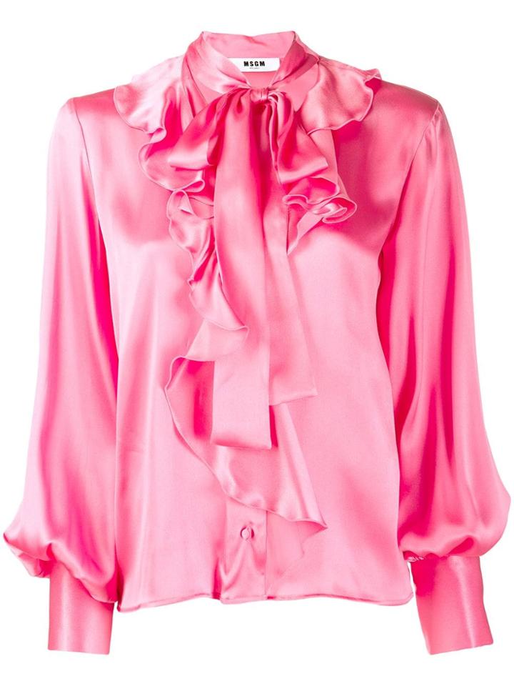 Msgm Pussy Bow Ruffled Shirt - Pink