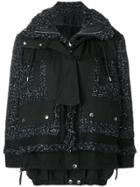 Sacai Tweed Insert Hybrid Coat - Black