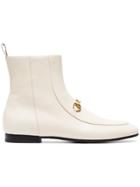 Gucci White Jordaan 25 Leather Ankle Boots