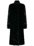 Liska High Neck Long Coat - Blue
