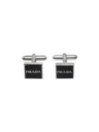 Prada Silver And Enamel Cufflinks - Black