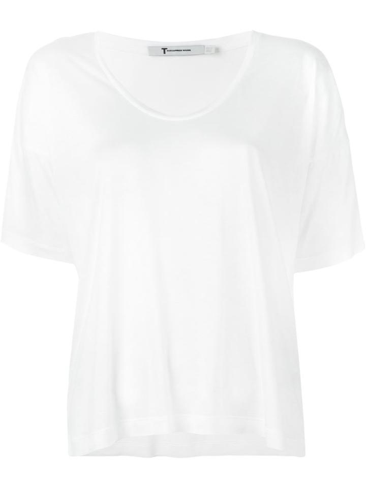 T By Alexander Wang Scoop Neck T-shirt, Women's, Size: Small, White, Viscose/cotton