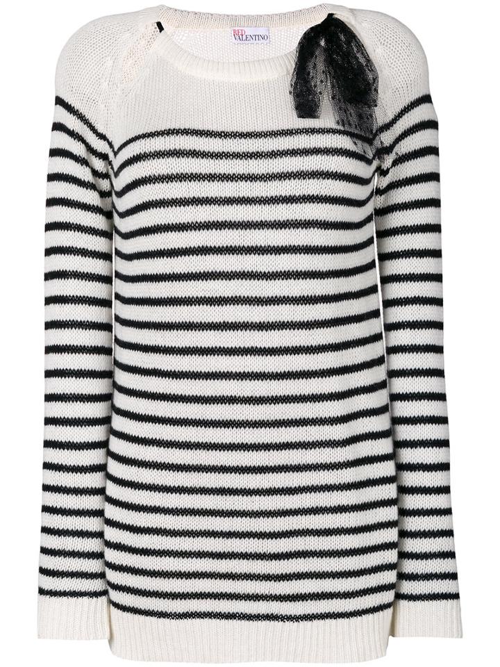 Red Valentino - Striped Jumper - Women - Polyamide/angora/cashmere/wool - S, Black, Polyamide/angora/cashmere/wool