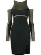Esteban Cortazar Cold Shoulder Fitted Dress, Women's, Size: 38, Green, Viscose/polyamide/polyethylene/acetate