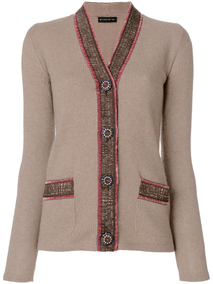 Etro Contrast Trim Cardigan - Nude & Neutrals