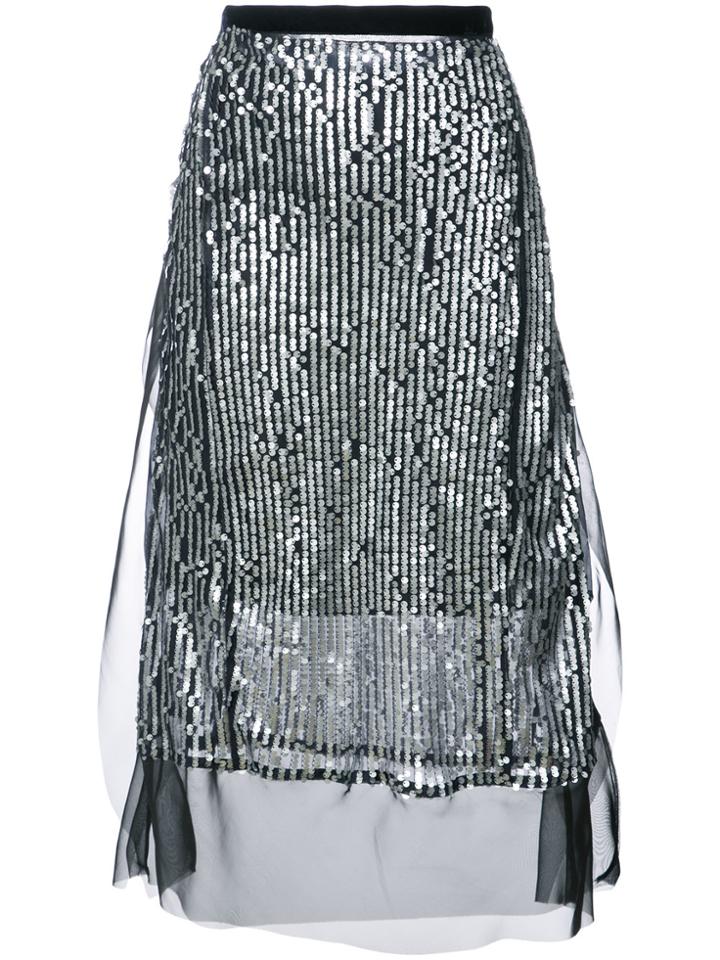 Sacai Sequin Embellished Skirt - Blue