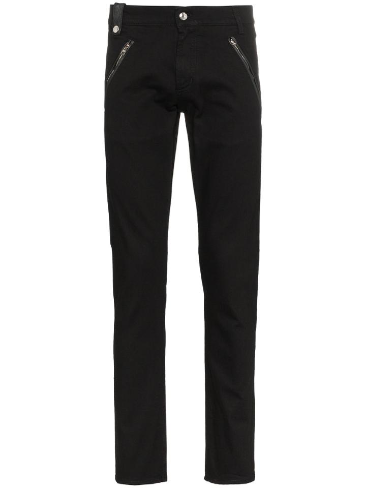 Alexander Mcqueen Biker Leather Pocket Denim Jeans - Black