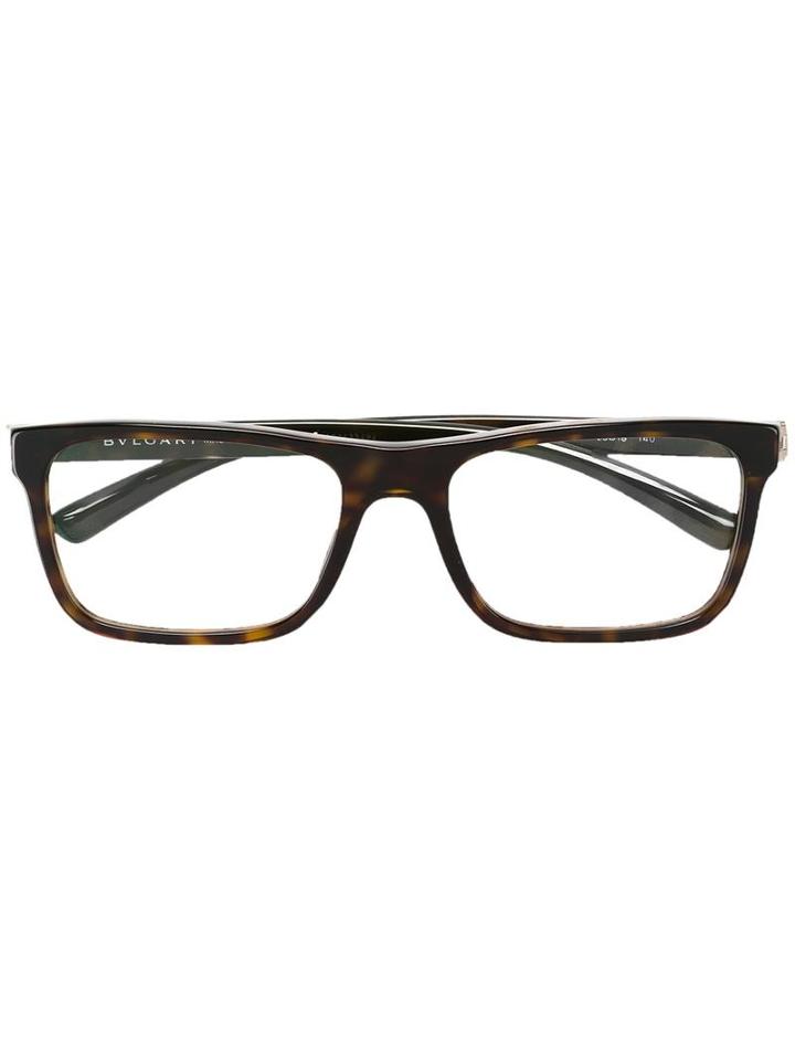 Bulgari Square Frame Glasses, Brown, Acetate