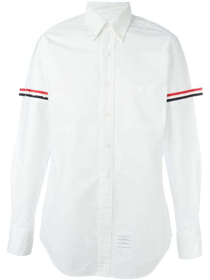 Thom Browne Striped Sleeve Shirt, Men's, Size: 3, White, Cotton