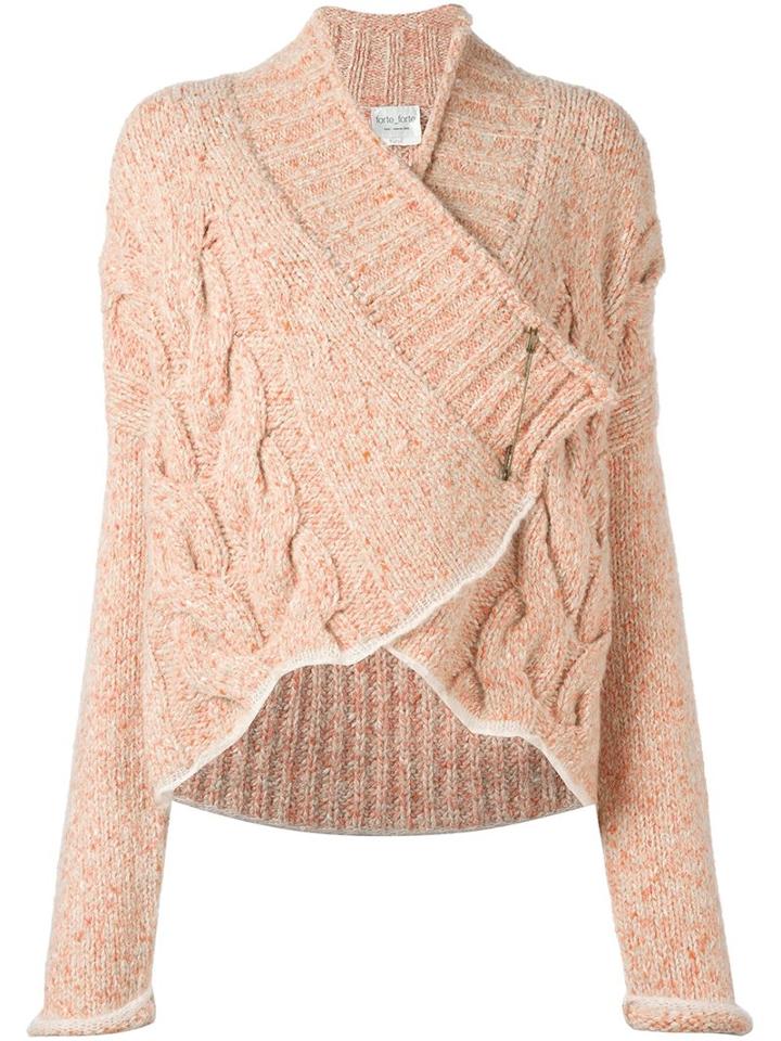 Forte Forte Cable Knit Cardigan, Women's, Size: 0, Pink/purple, Polyamide/cashmere/alpaca/virgin Wool