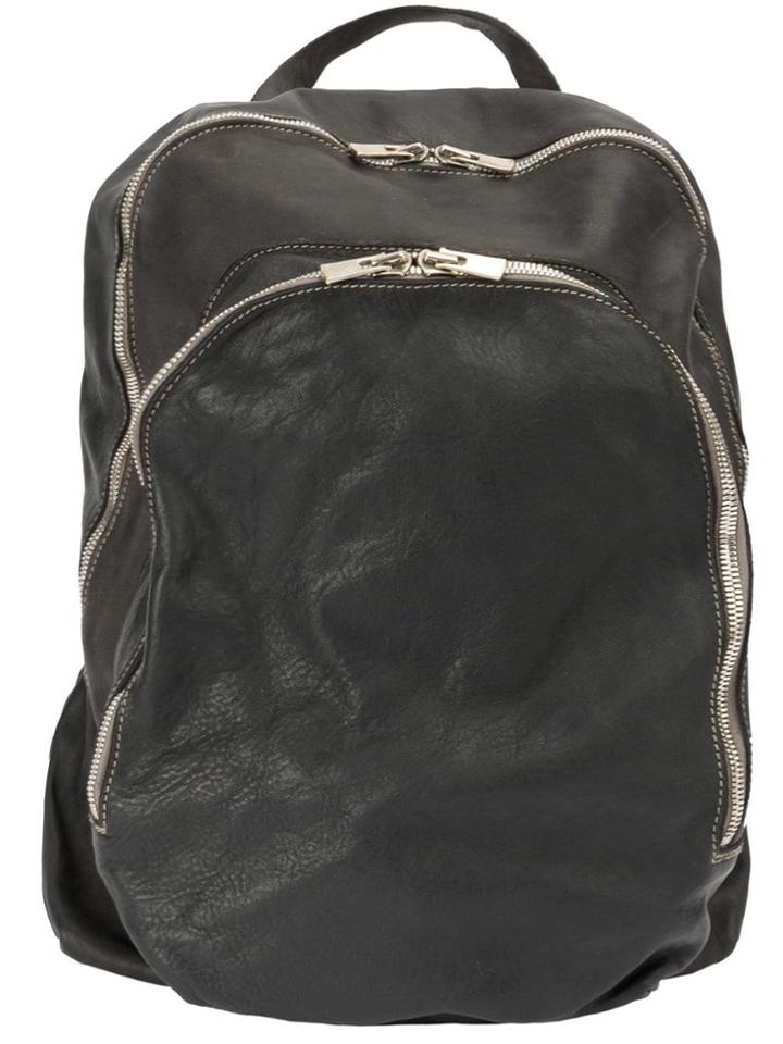 Guidi Double Zipped Backpack - Black