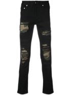 God's Masterful Children Distressed Camouflage Panel Jeans - Black