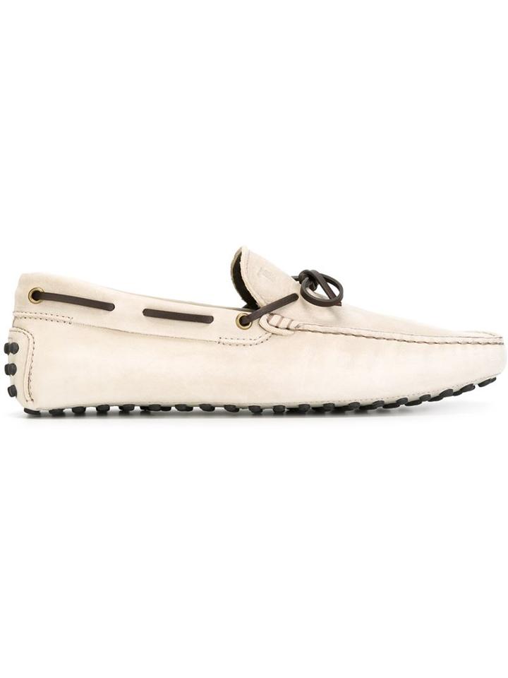 Tod S Classic Driving Shoes, Men's, Size: 6.5, Nude/neutrals, Nubuck Leather/leather/rubber