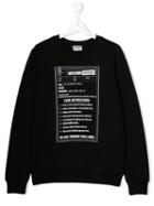 Moschino Kids Teen Label Print Sweatshirt - Black
