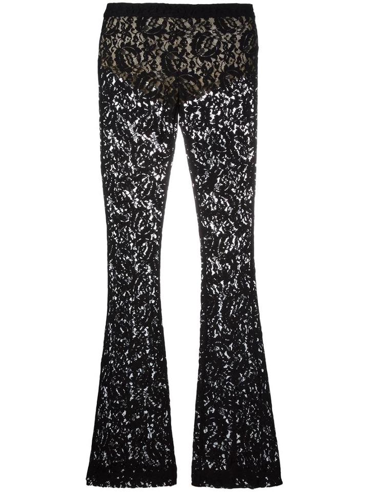 Moschino Lace Flared Trousers, Women's, Size: 44, Black, Polyamide/polyester/rayon