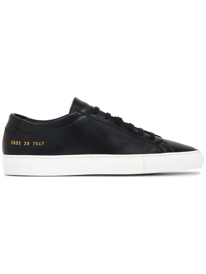 Common Projects Black Leather White Sole Achilles Sneakers