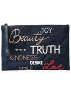 Red Valentino Embroidered Clutch, Women's, Blue, Polyester