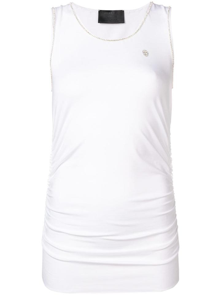 Philipp Plein Crystal Embellished Tank - White