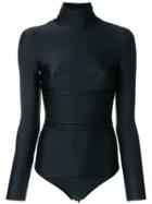 Erika Cavallini Ruched Turtleneck Bodysuit - Black
