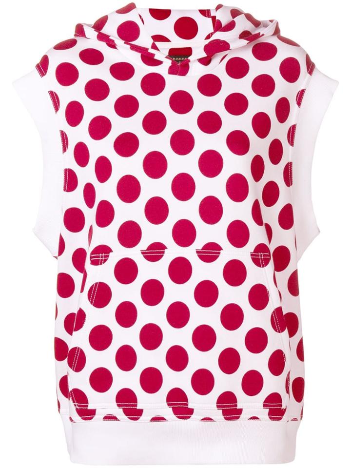 Burberry Spotted Sleeveless Hooded Sweater - White