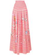 Mira Mikati Printed Stripe Skirt, Women's, Size: Medium/large, Red, Cotton