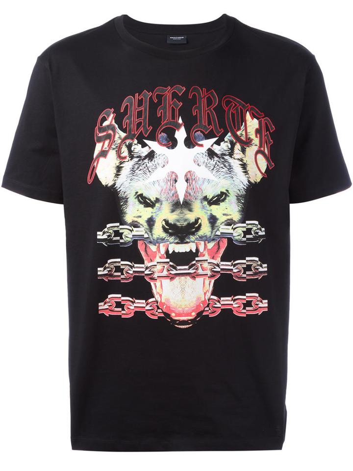 Marcelo Burlon County Of Milan Hyena Print T-shirt, Men's, Size: Xl, Black, Cotton