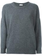 Saint Laurent Round Neck Sweater, Women's, Size: Xl, Grey, Cashmere