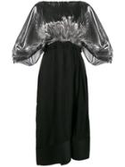 Loewe Pleated Leather Panelled Dress - Black