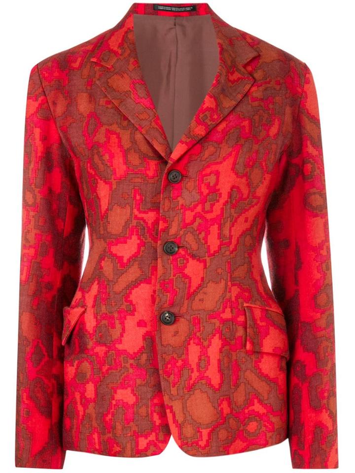 Y's By Yohji Yamamoto Vintage Pixelated Print Blazer - Red
