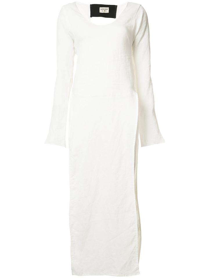 Sabine Luise - Elongated V-neck T-shirt - Women - Linen/flax - One Size, White, Linen/flax