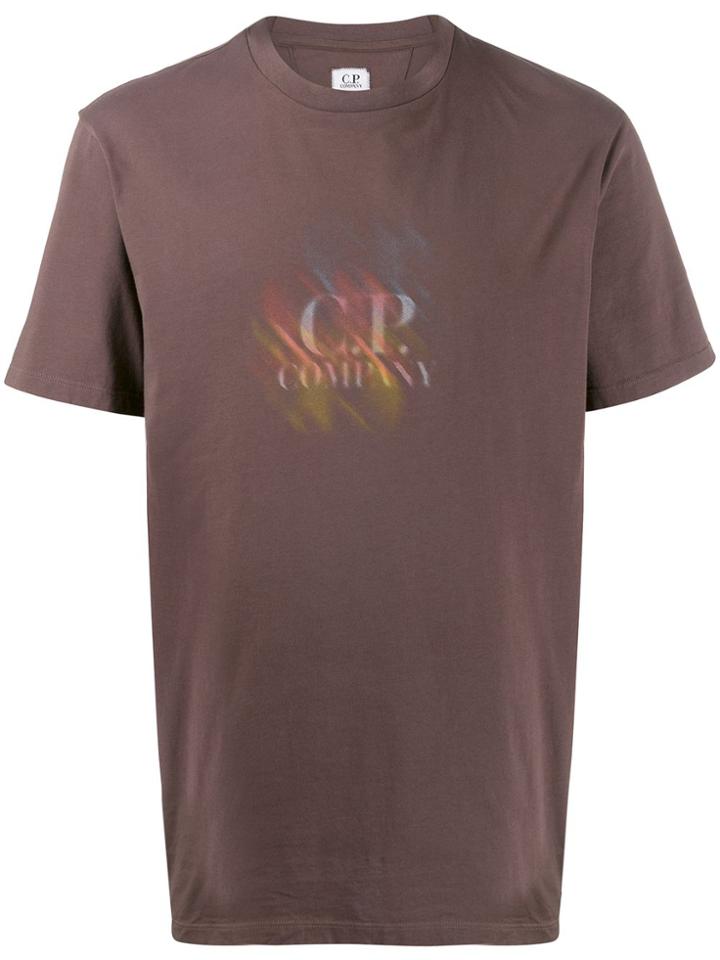 Cp Company Diagonal Blur Logo T-shirt - Brown