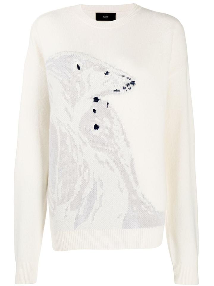 Alanui Polar Bear Intarsia Jumper - White