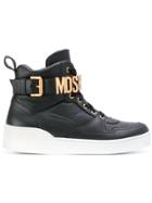 Moschino Logo Buckle Hi-top Sneakers - Black