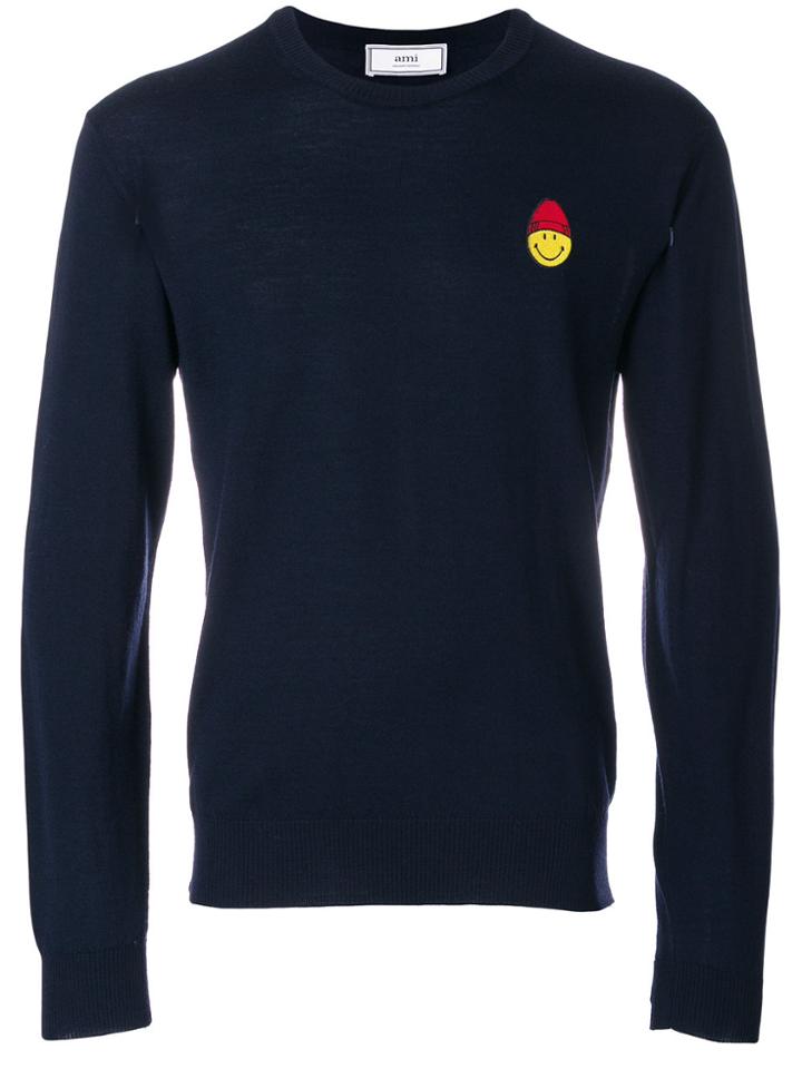 Ami Alexandre Mattiussi Embroidered Smiley Jumper - Blue