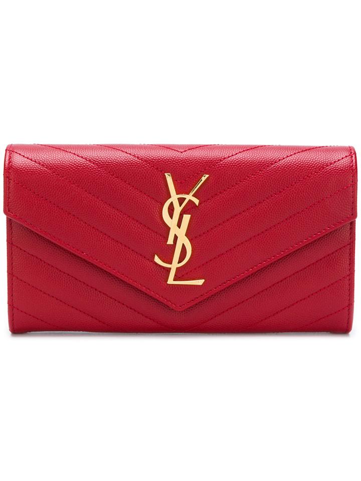 Saint Laurent Monogram Envelope Wallet - Red
