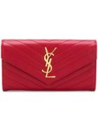 Saint Laurent Monogram Envelope Wallet - Red