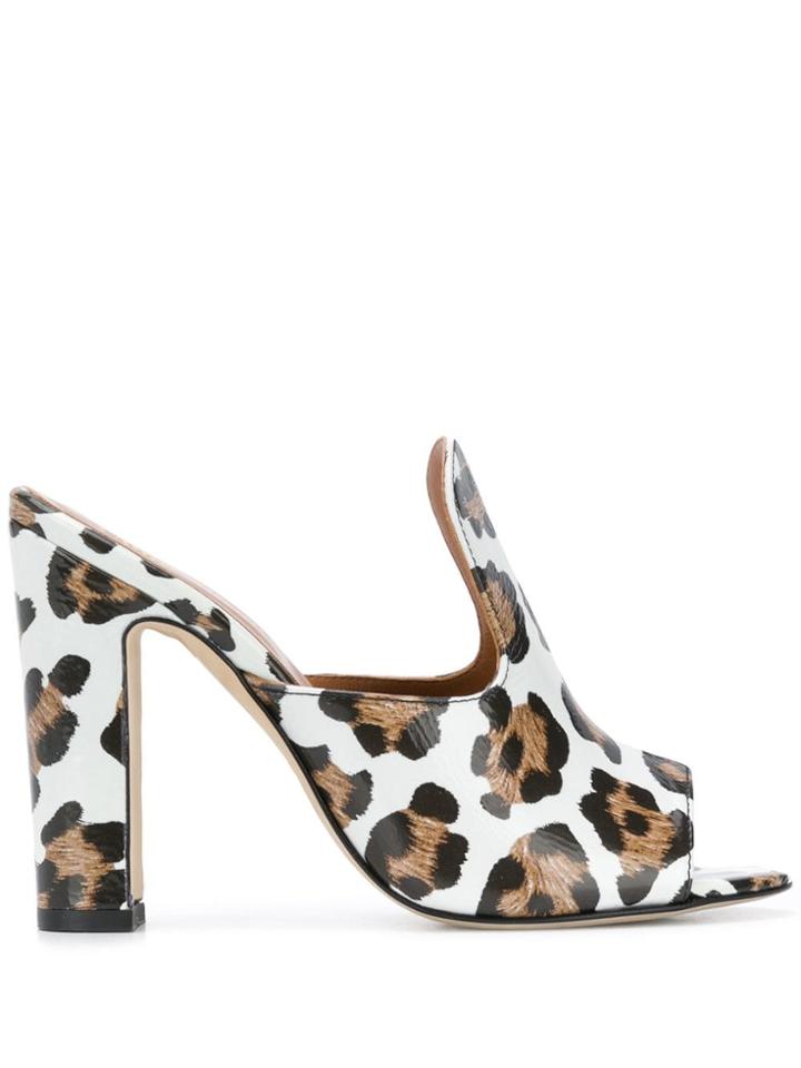 Paris Texas Animal Print Sandals - White