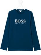 Boss Hugo Boss - Teen Long-sleeved Logo T-shirt - Kids - Cotton - 16 Yrs, Blue