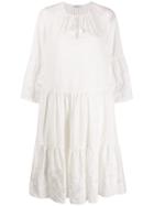 Closed Flared Mid-length Dress - White