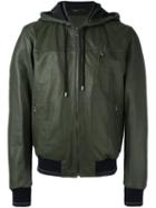 Dolce & Gabbana Hooded Jacket, Men's, Size: 48, Green, Goat Skin/polyester